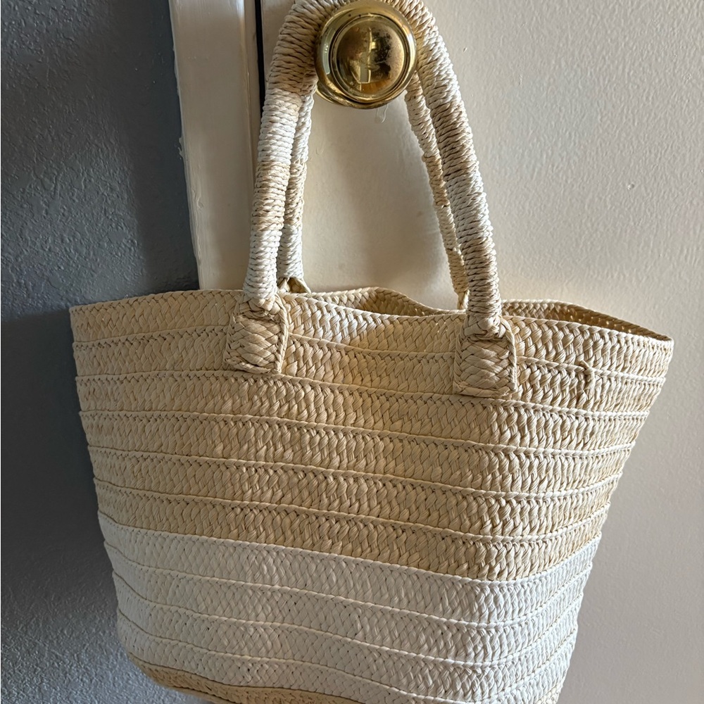Elegant Cream Woven Tote Bag
